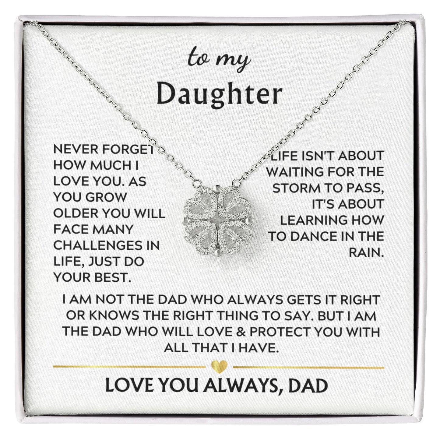 Daughter Clover Heart Convertible Necklace