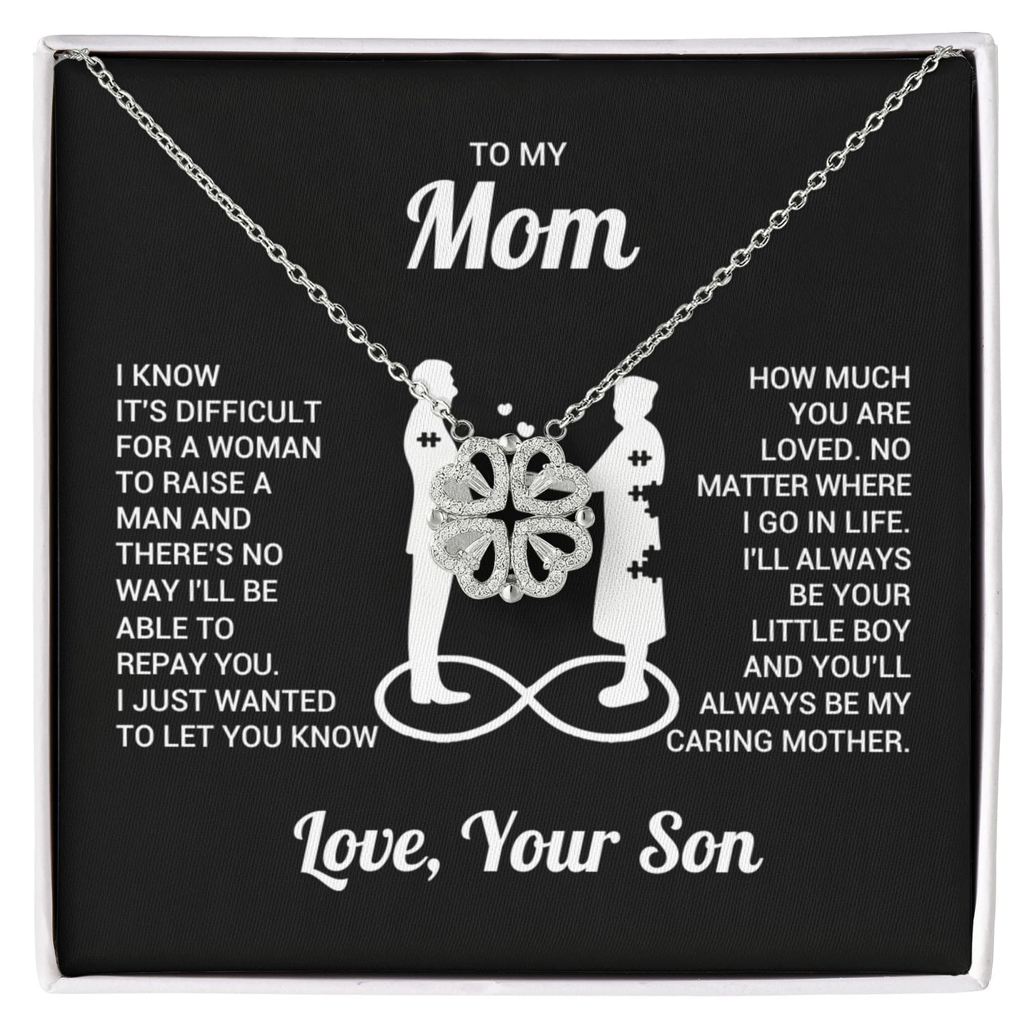 Mom from Son Clover Heart Convertible Necklace