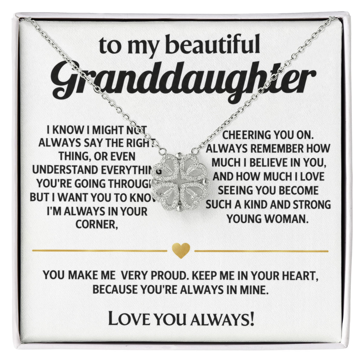 Granddaughter Convertible Clover Magnetic Hearts Necklace Gift