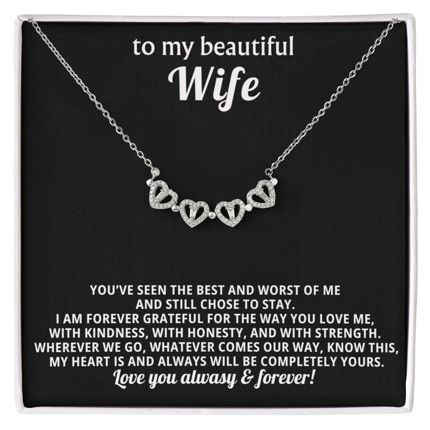 To  My Wife Magnetic Clover Convertible Hearts Necklace Gift