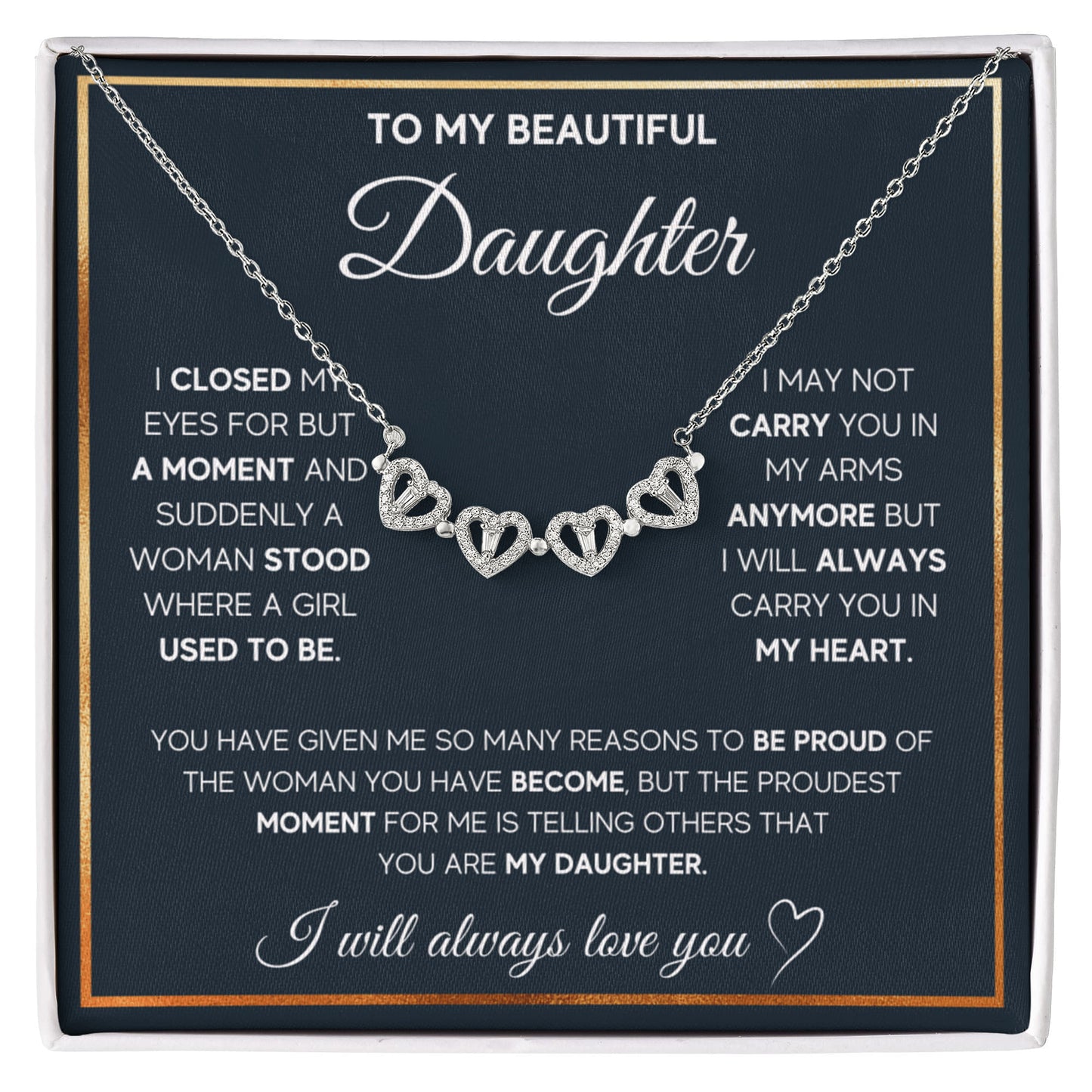 To My Beautiful Daughter  Heart Clover Convertible Necklace