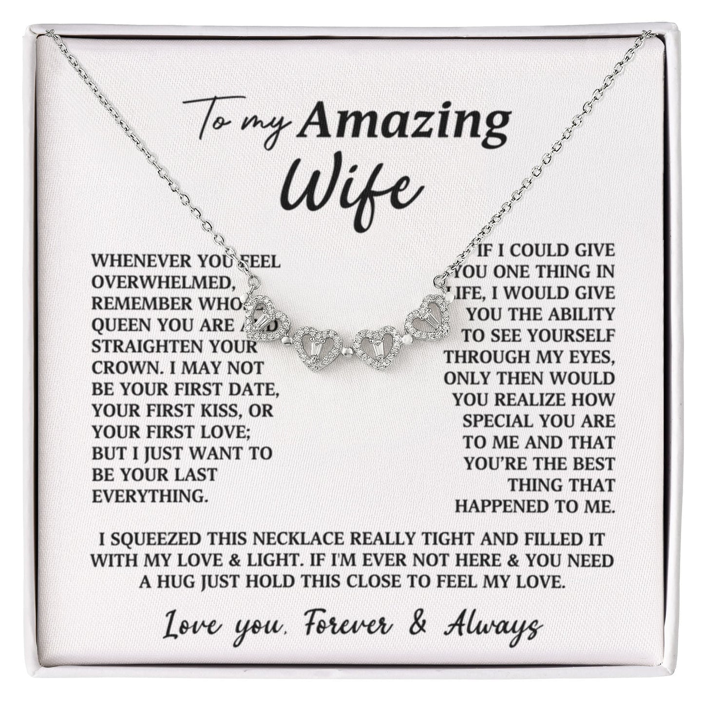To My Amazing Wife Heart Clover Convertible Necklace