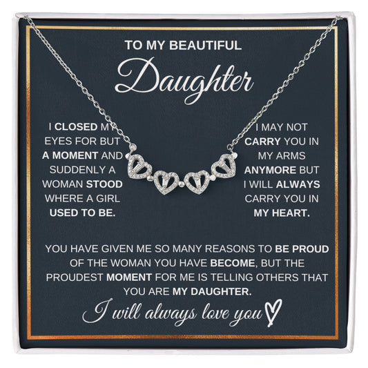 Beautiful Daughter Convertible Clover Hearts Necklace