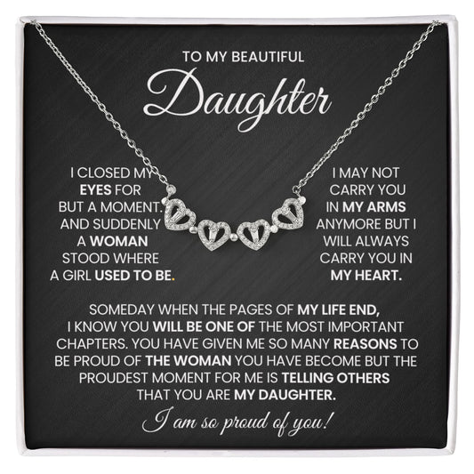 Daughter Clover Heart Convertible Necklace