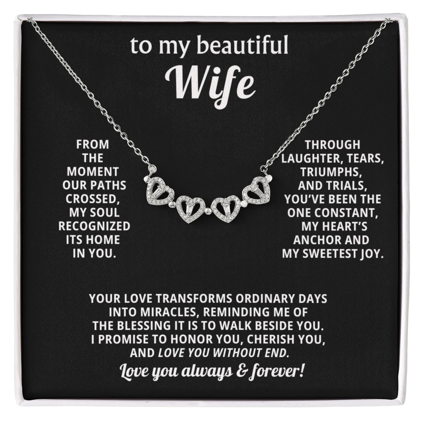 To  My Wife Magnetic Clover Convertible Hearts Necklace Gift