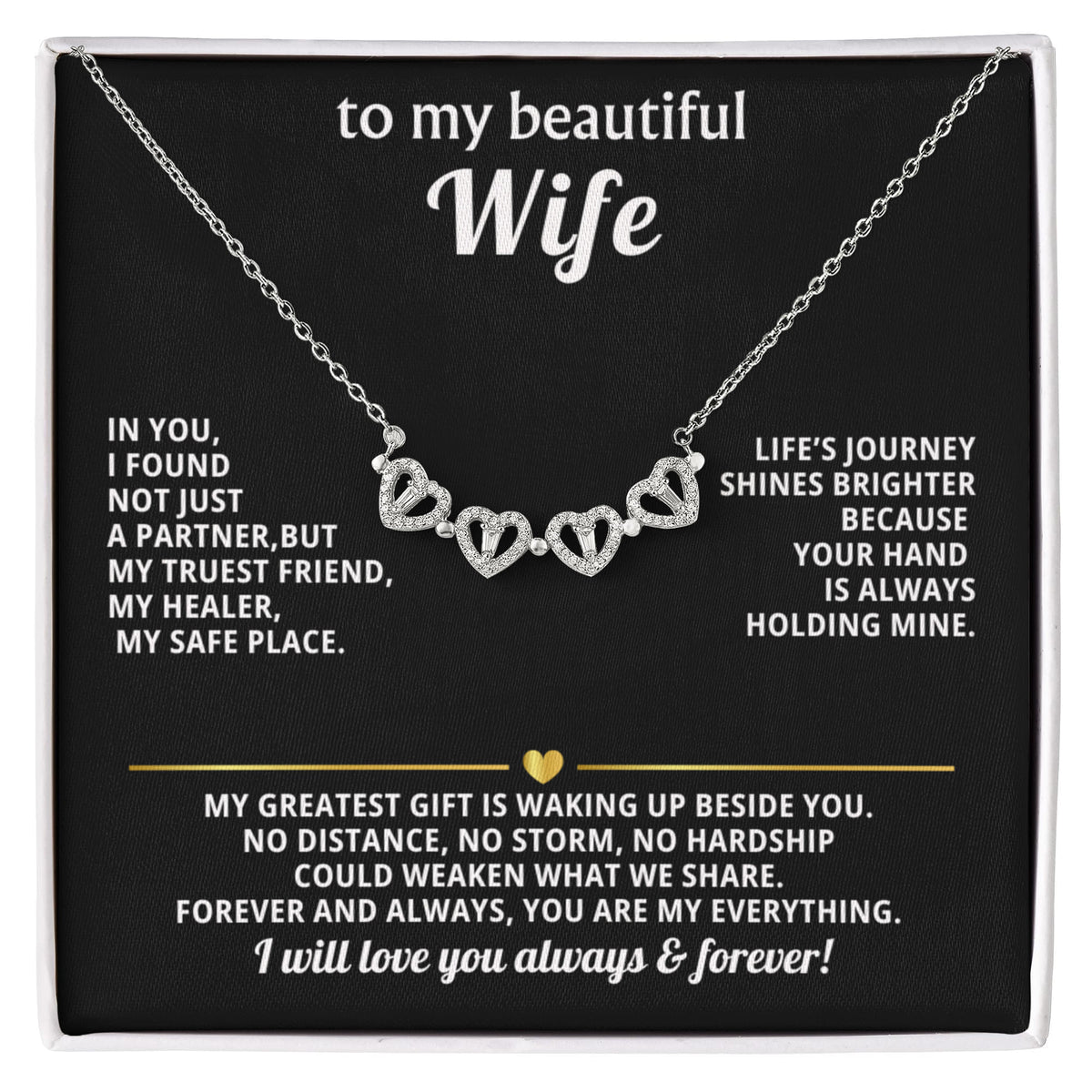 To  My Wife Magnetic Clover Convertible Hearts Necklace Gift