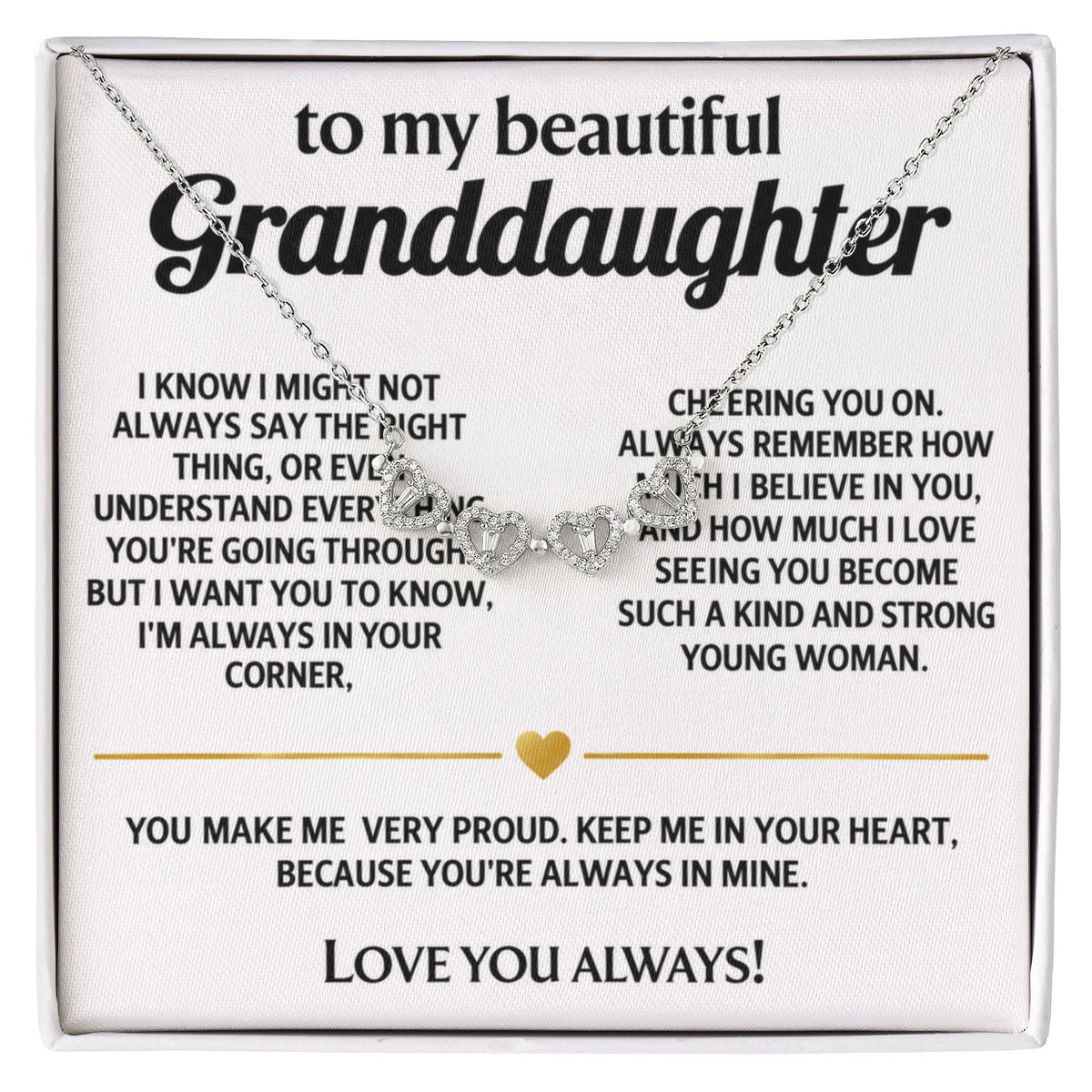 Granddaughter Convertible Clover Magnetic Hearts Necklace Gift