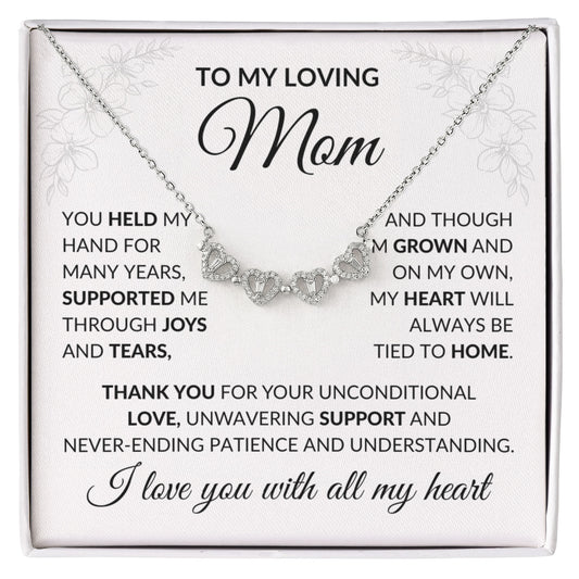 Mom Daughter Clover Heart  Convertible Necklace
