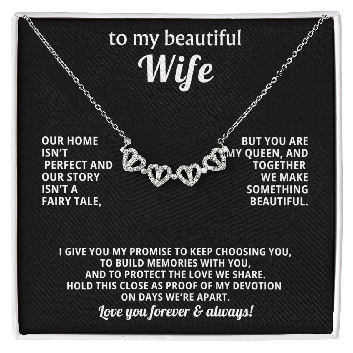 To  My Wife Magnetic Clover Convertible Hearts Necklace Gift