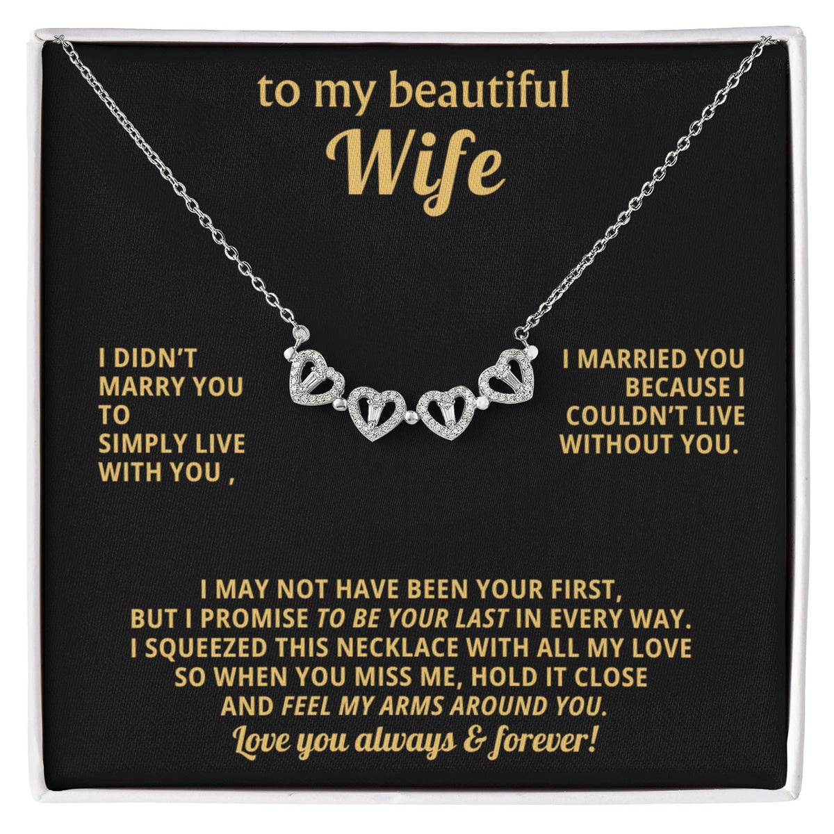 To  My Wife Magnetic Clover Convertible Hearts Necklace Gift
