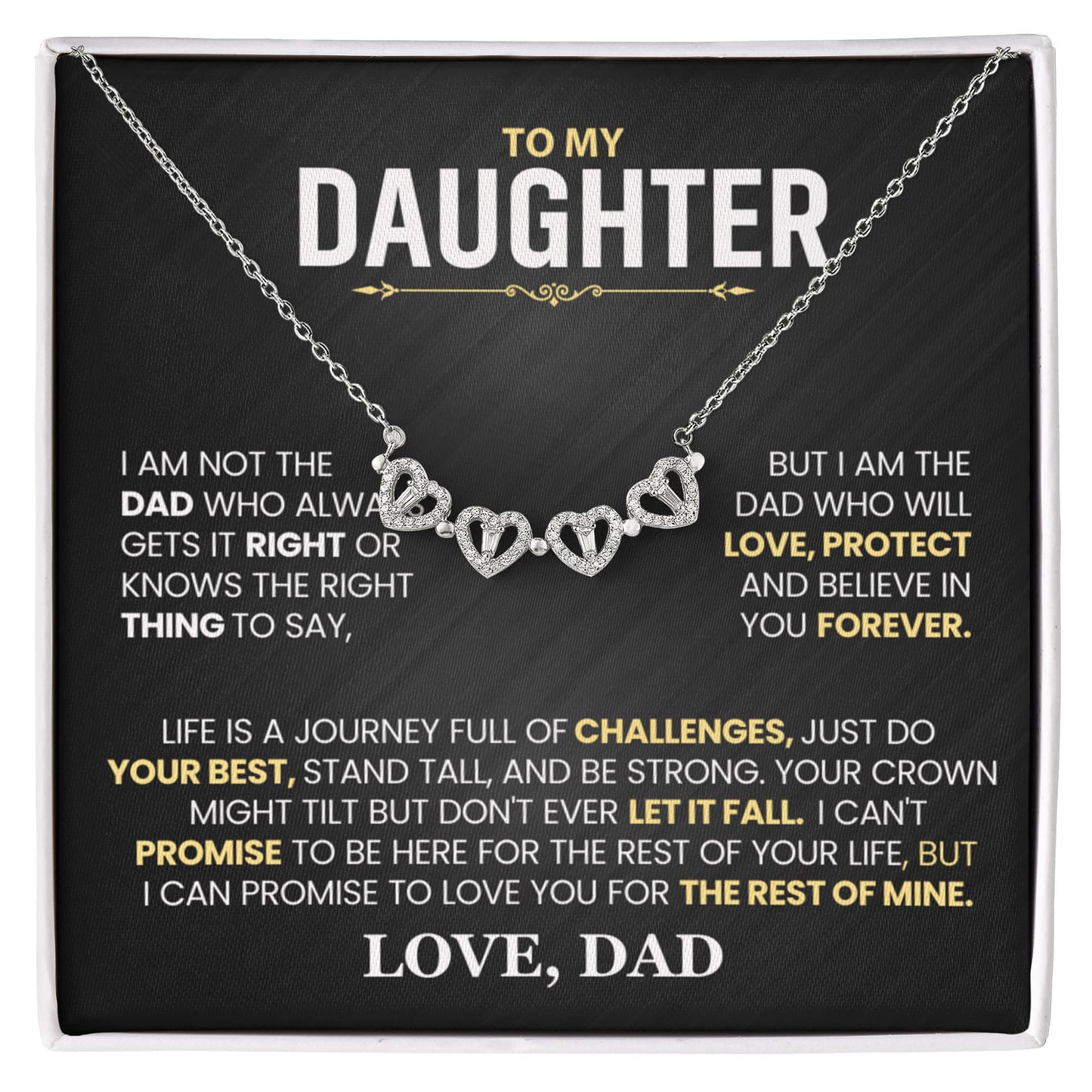 Daughter Heart Clover Convertible Necklace From Dad