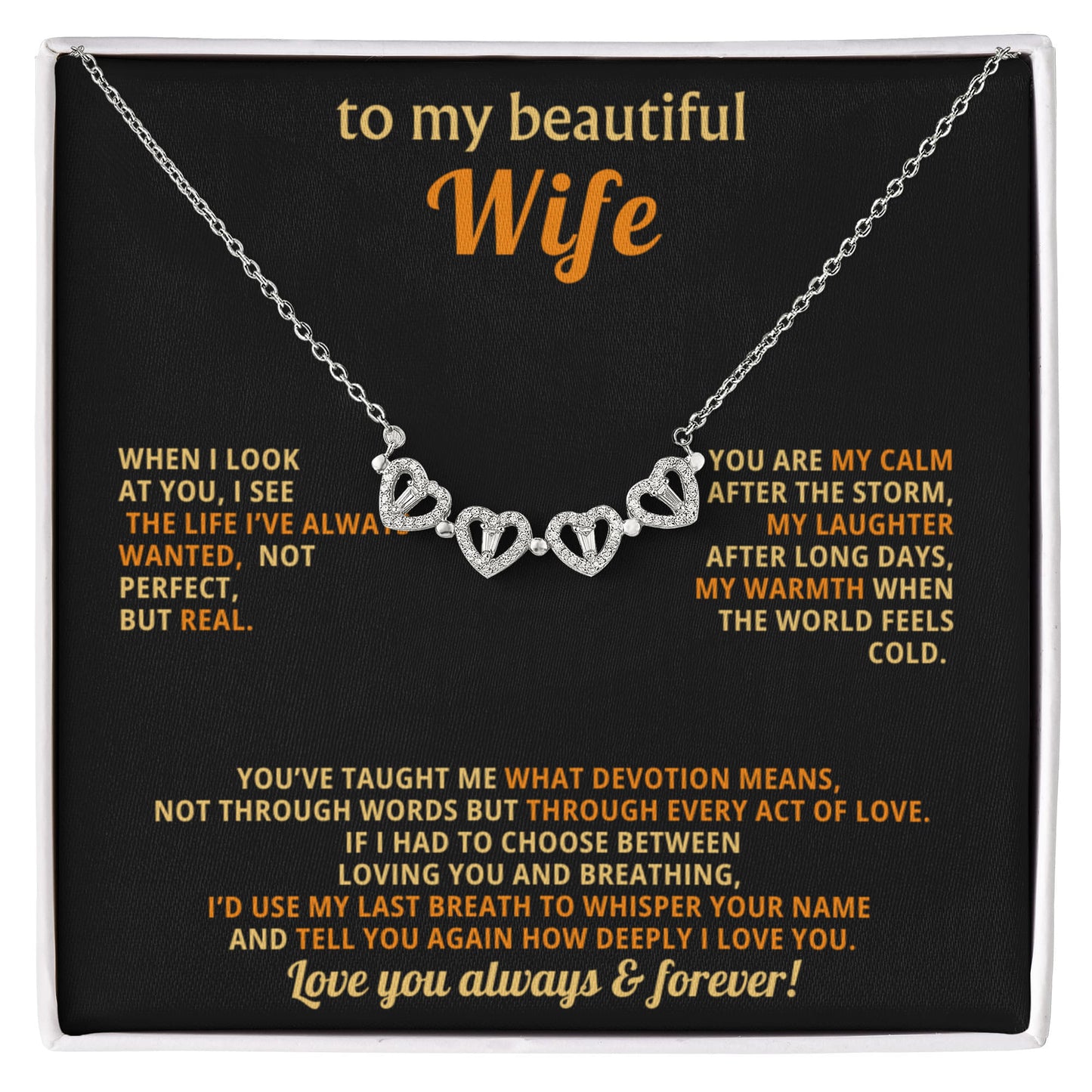 To  My Wife Magnetic Clover Convertible Hearts Necklace Gift