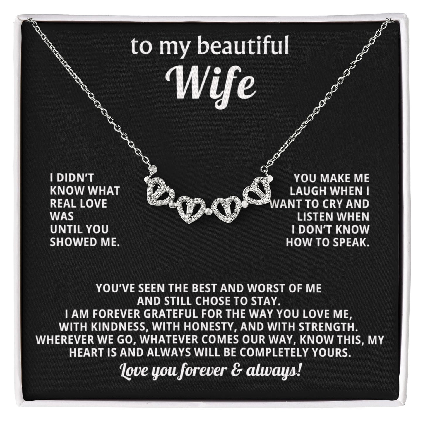 To  My Wife Magnetic Clover Convertible Hearts Necklace Gift