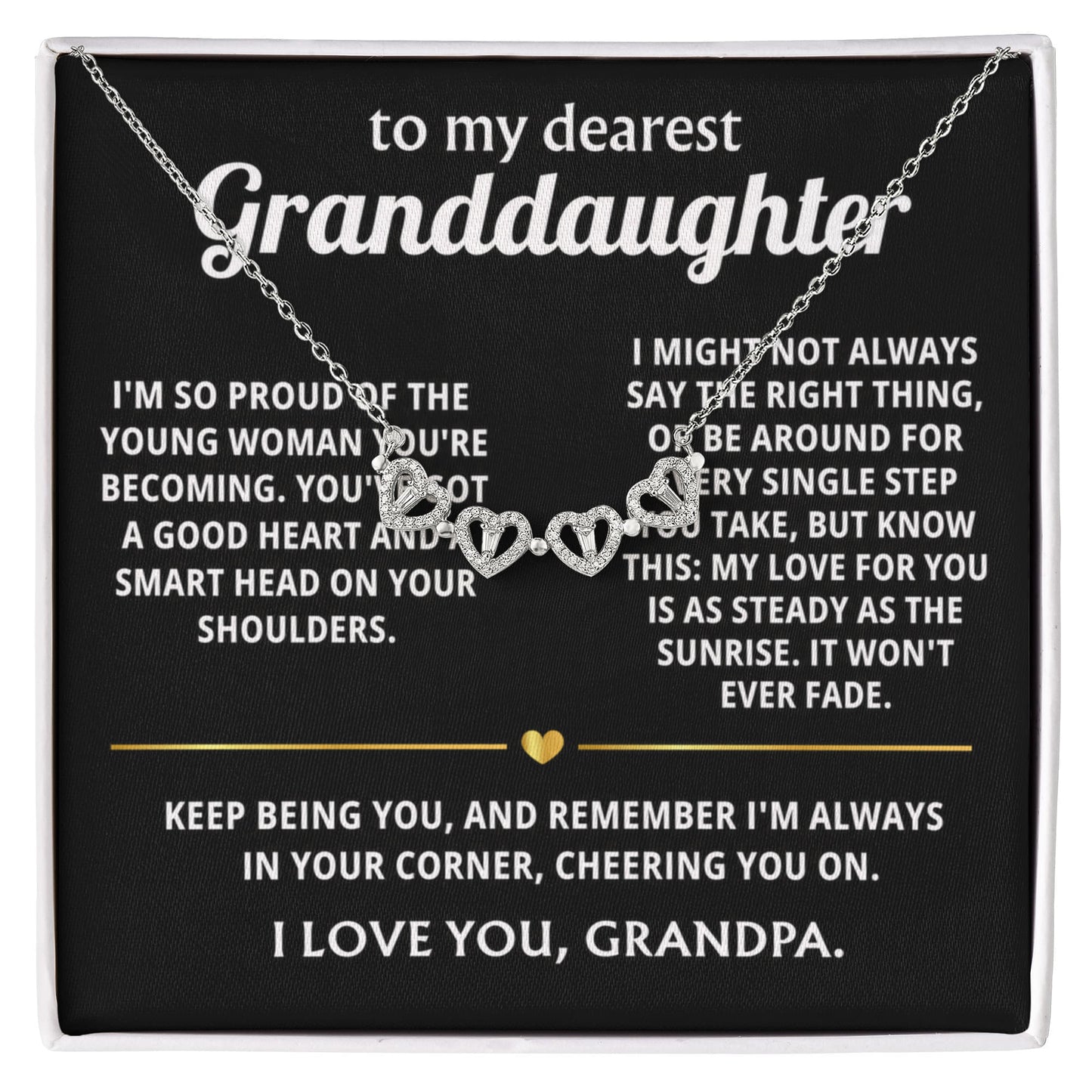 To My Granddaughter Convertible Clover Hearts Necklace