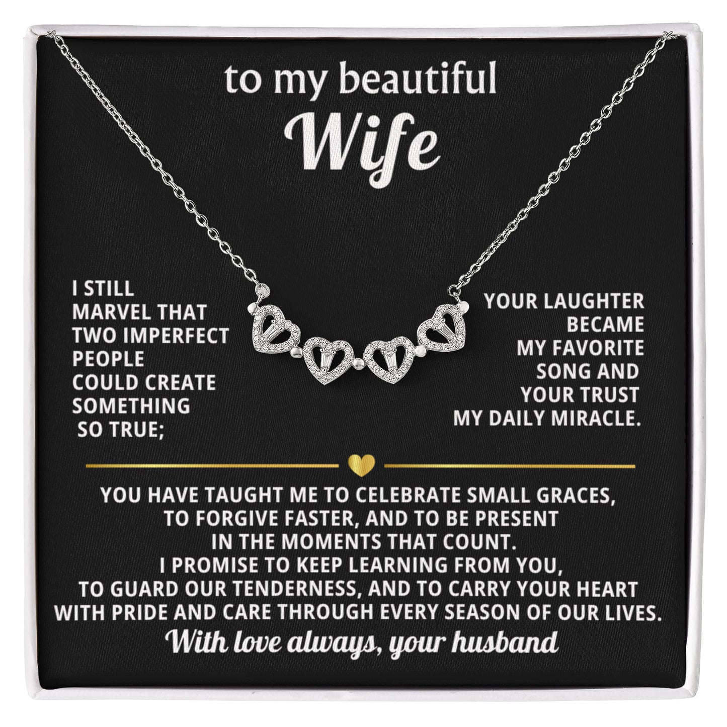 To  My Wife Magnetic Clover Convertible Hearts Necklace Gift