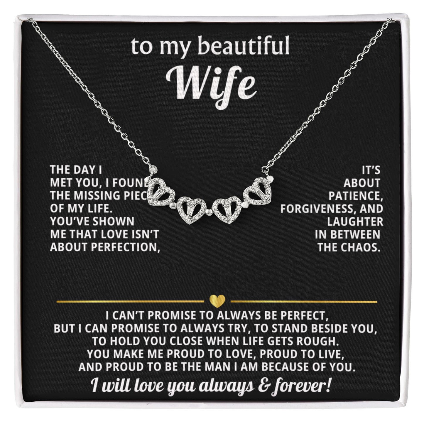 To  My Wife Magnetic Clover Convertible Hearts Necklace Gift
