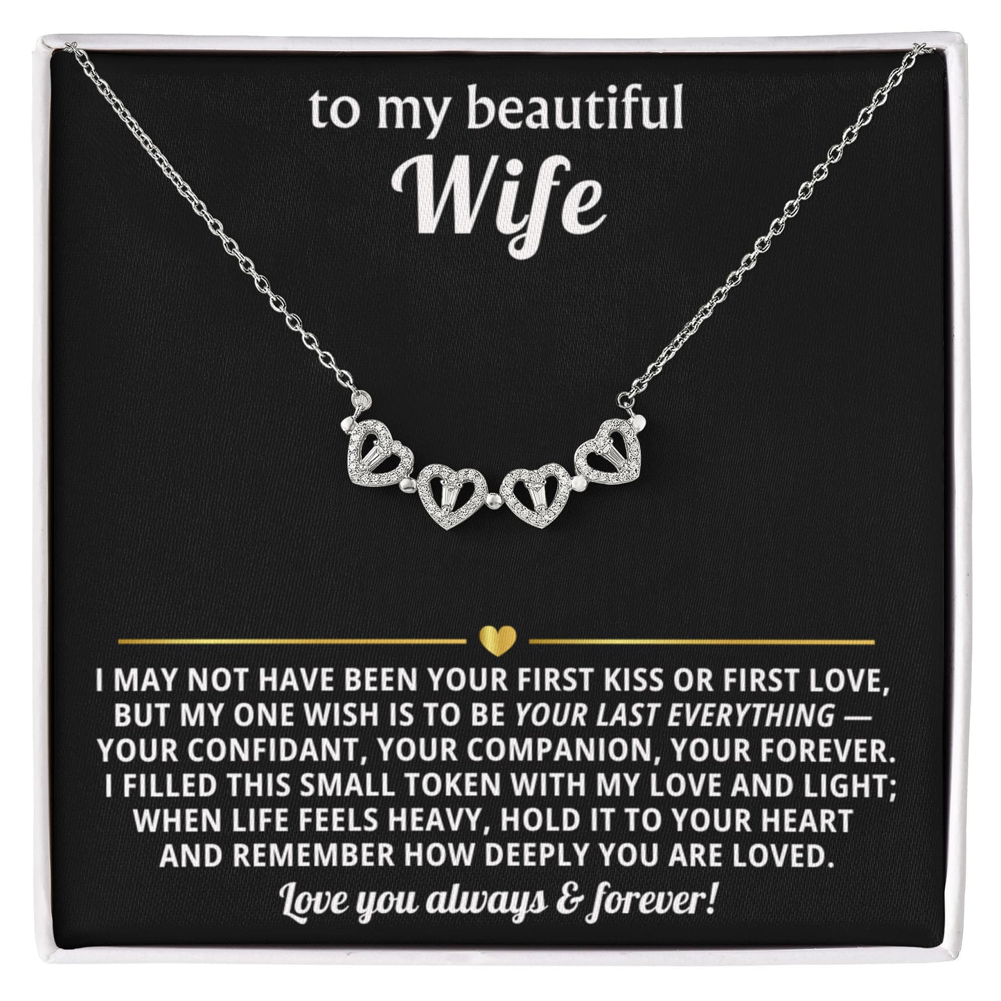 To  My Wife Magnetic Clover Convertible Hearts Necklace Gift