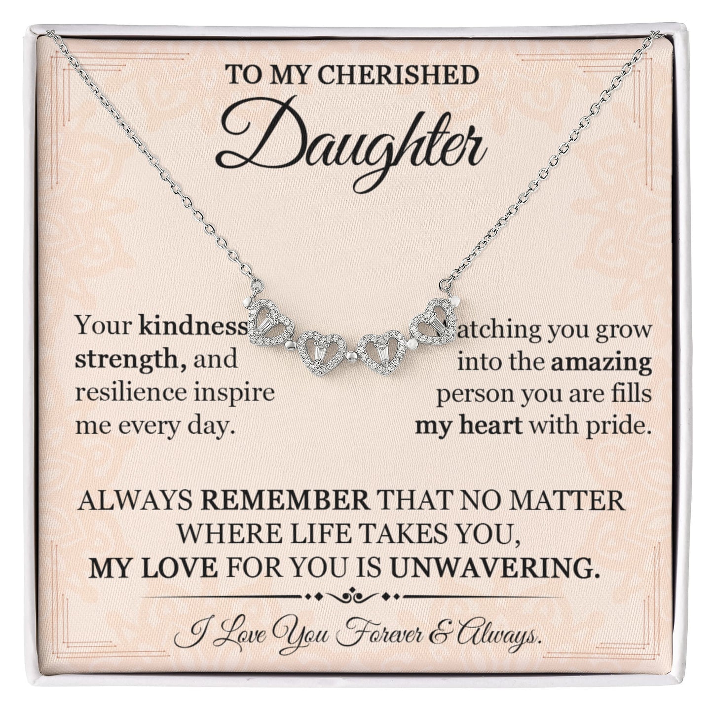 To My Daughter Heart Clover Convertible Necklace
