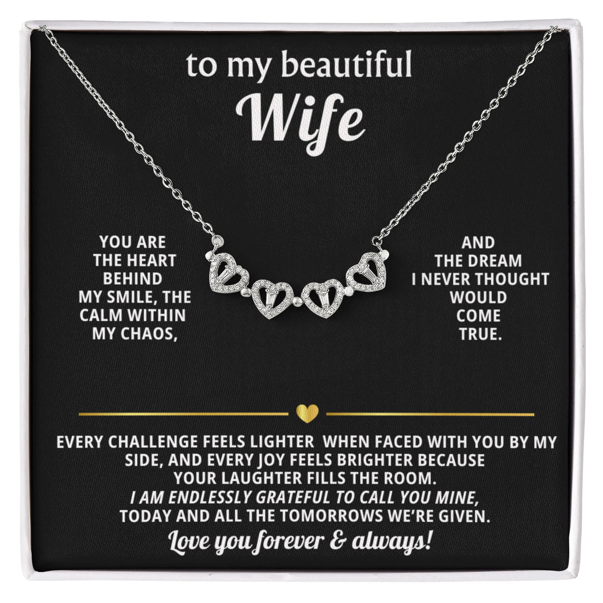 To  My Wife Magnetic Clover Convertible Hearts Necklace Gift