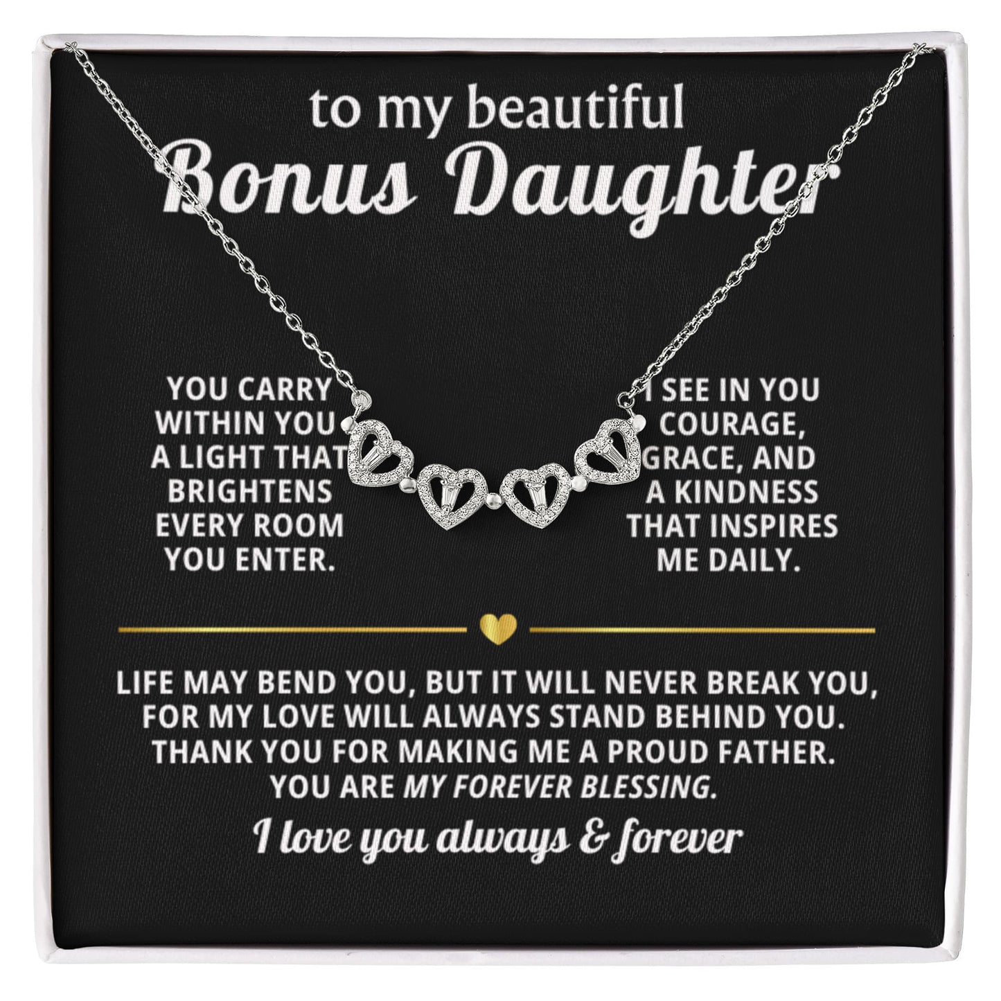 Bonus Daughter Clover Heart Convertible Necklace