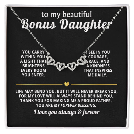 Bonus Daughter Clover Heart Convertible Necklace