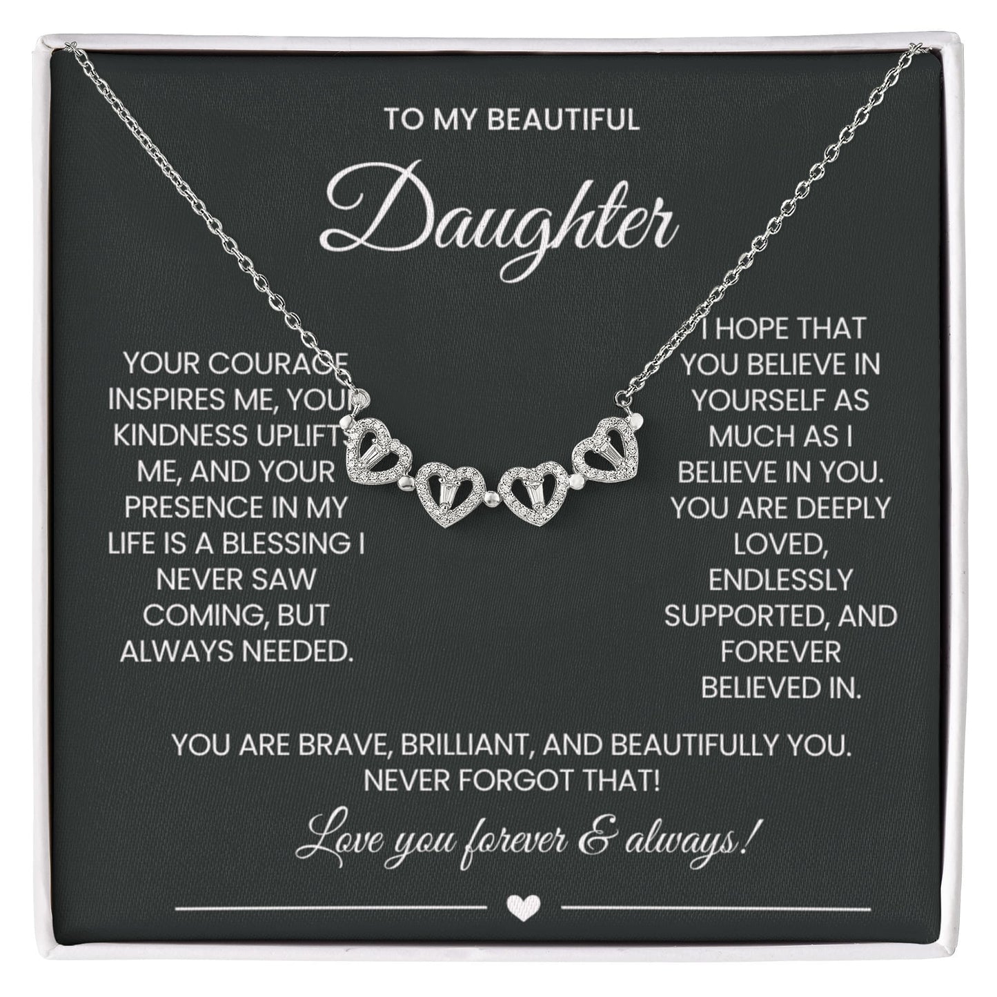 Daughter Clover Heart Convertible Necklace