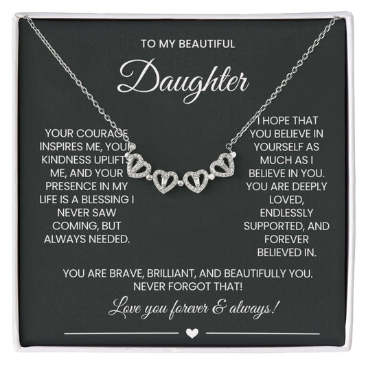 Daughter Clover Heart Convertible Necklace