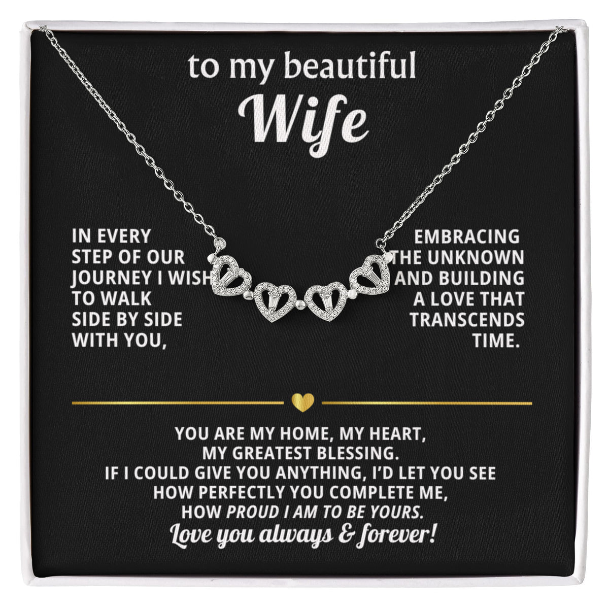 To  My Wife Magnetic Clover Convertible Hearts Necklace Gift