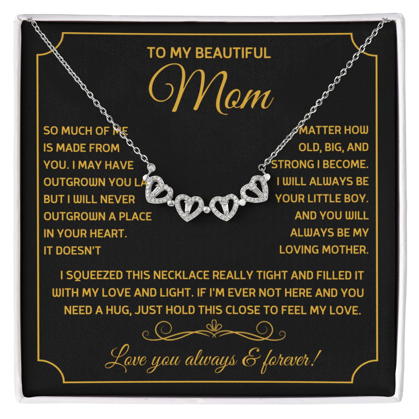 To My Mom Heart Clover Convertible Necklace