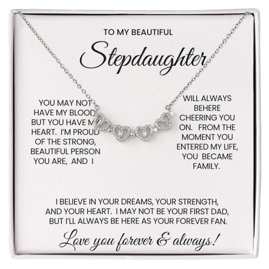 Stepdaughter Daughter Clover Heart Convertible Necklace