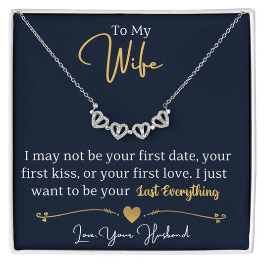 To My Wife Convertible Clover Hearts Necklace