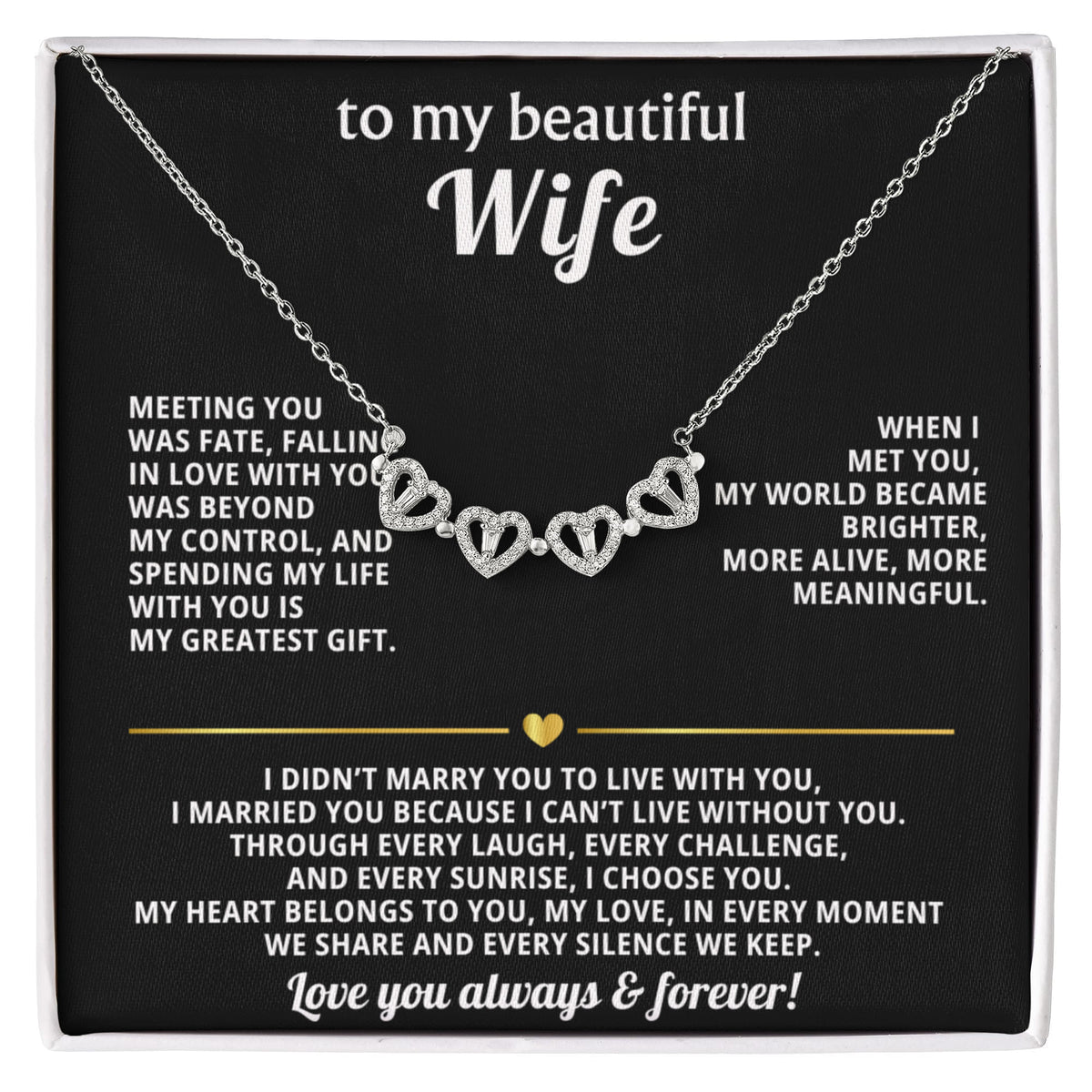 To  My Wife Magnetic Clover Convertible Hearts Necklace Gift