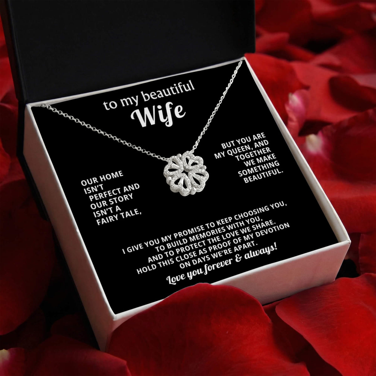 To  My Wife Magnetic Clover Convertible Hearts Necklace Gift