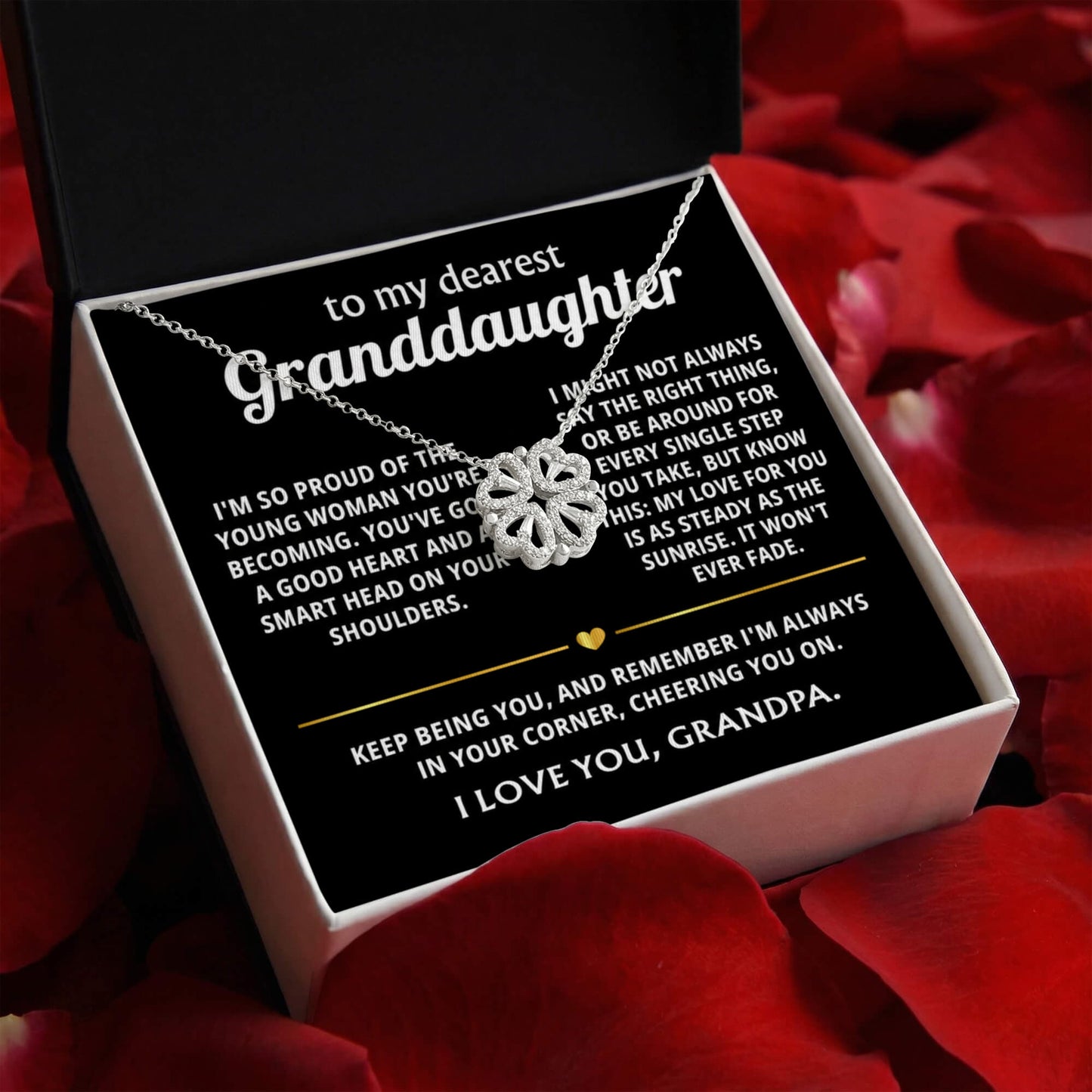 To My Granddaughter Convertible Clover Hearts Necklace