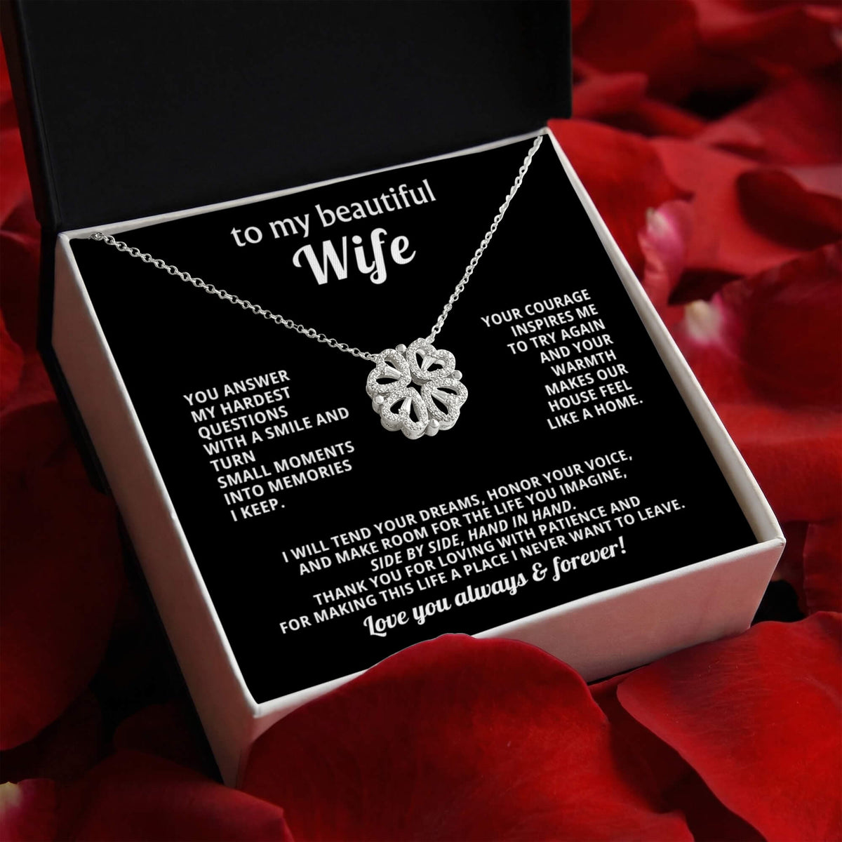 To  My Wife Magnetic Clover Convertible Hearts Necklace Gift
