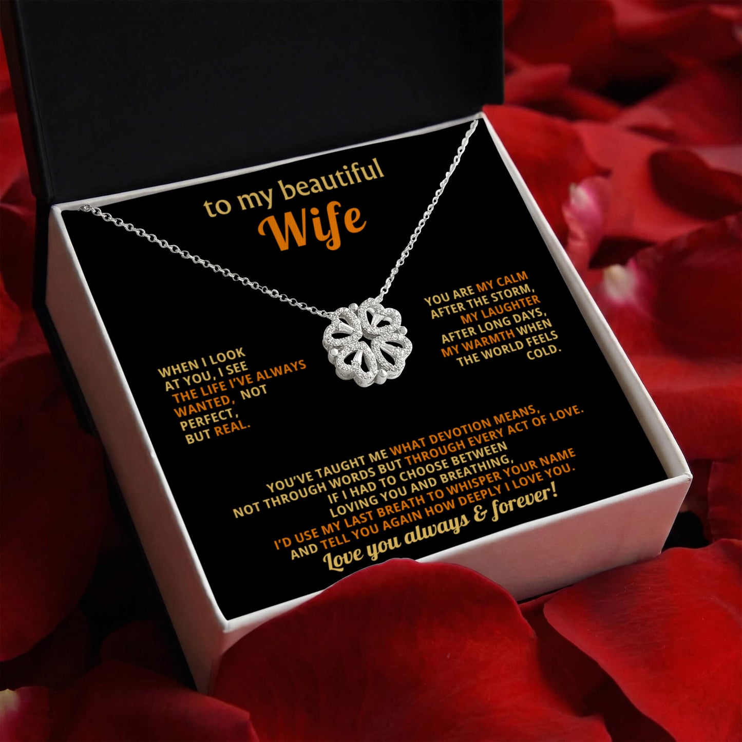 To  My Wife Magnetic Clover Convertible Hearts Necklace Gift