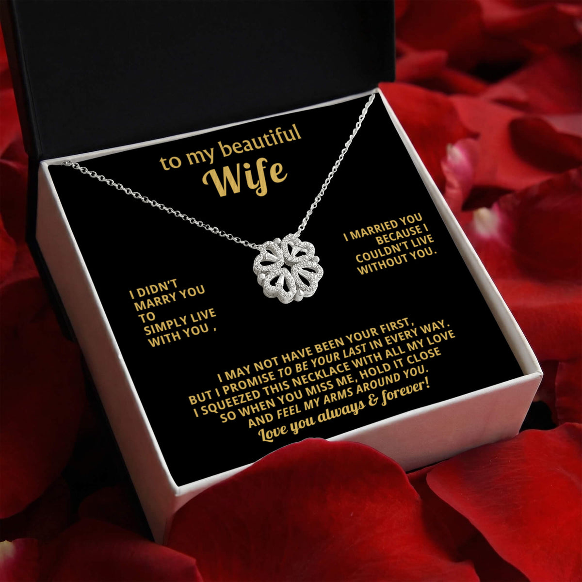 To  My Wife Magnetic Clover Convertible Hearts Necklace Gift