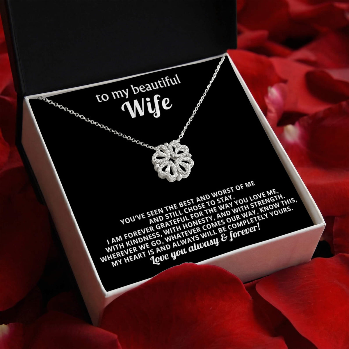 To  My Wife Magnetic Clover Convertible Hearts Necklace Gift