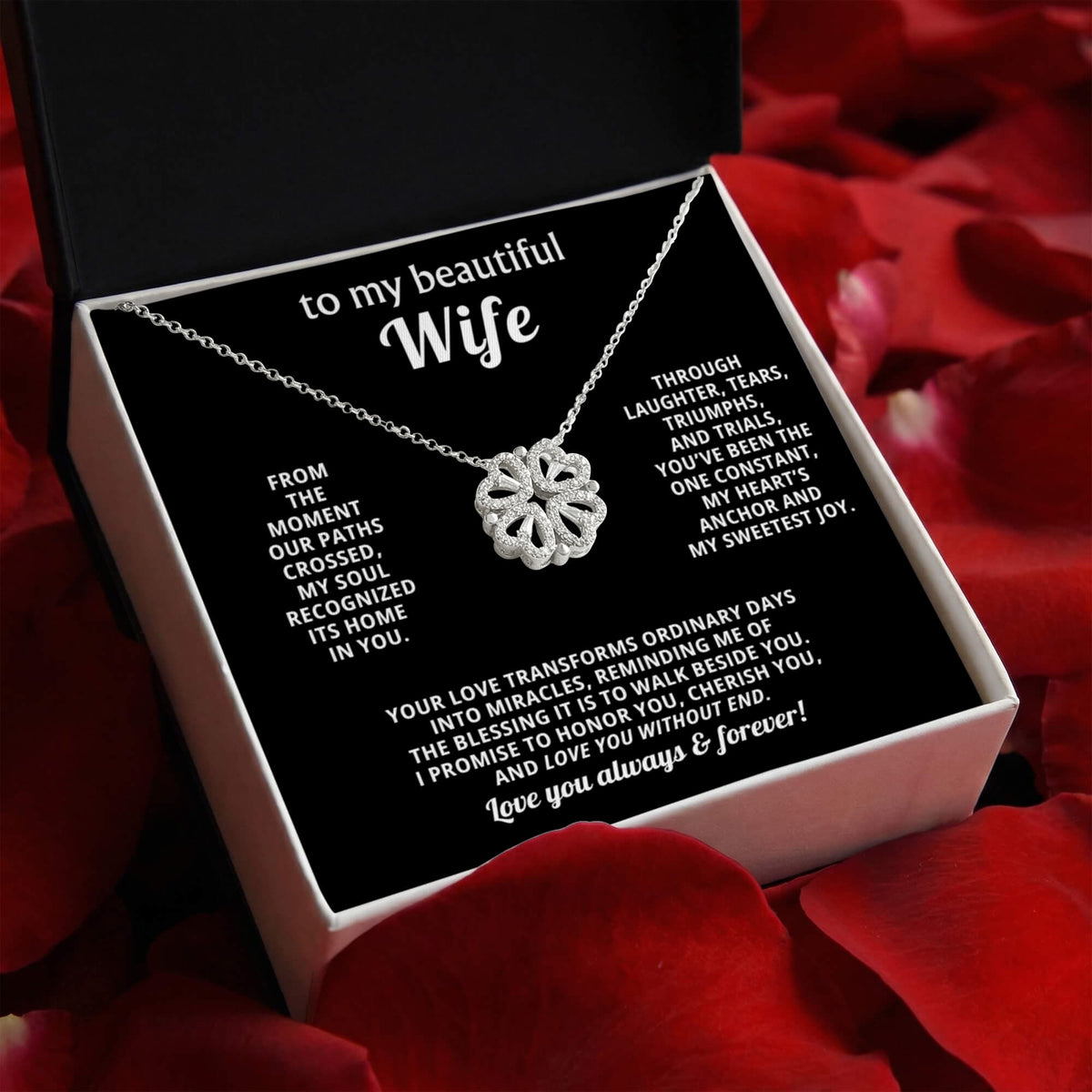 To  My Wife Magnetic Clover Convertible Hearts Necklace Gift