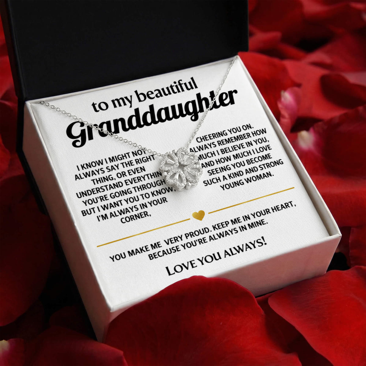 Granddaughter Convertible Clover Magnetic Hearts Necklace Gift