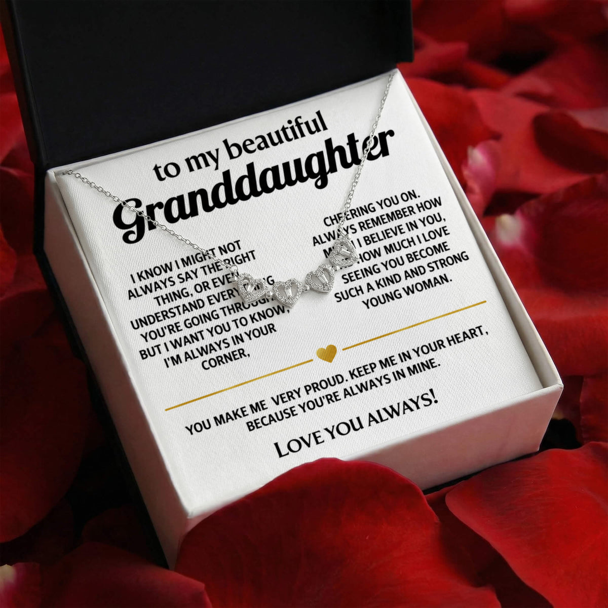 Granddaughter Convertible Clover Magnetic Hearts Necklace Gift