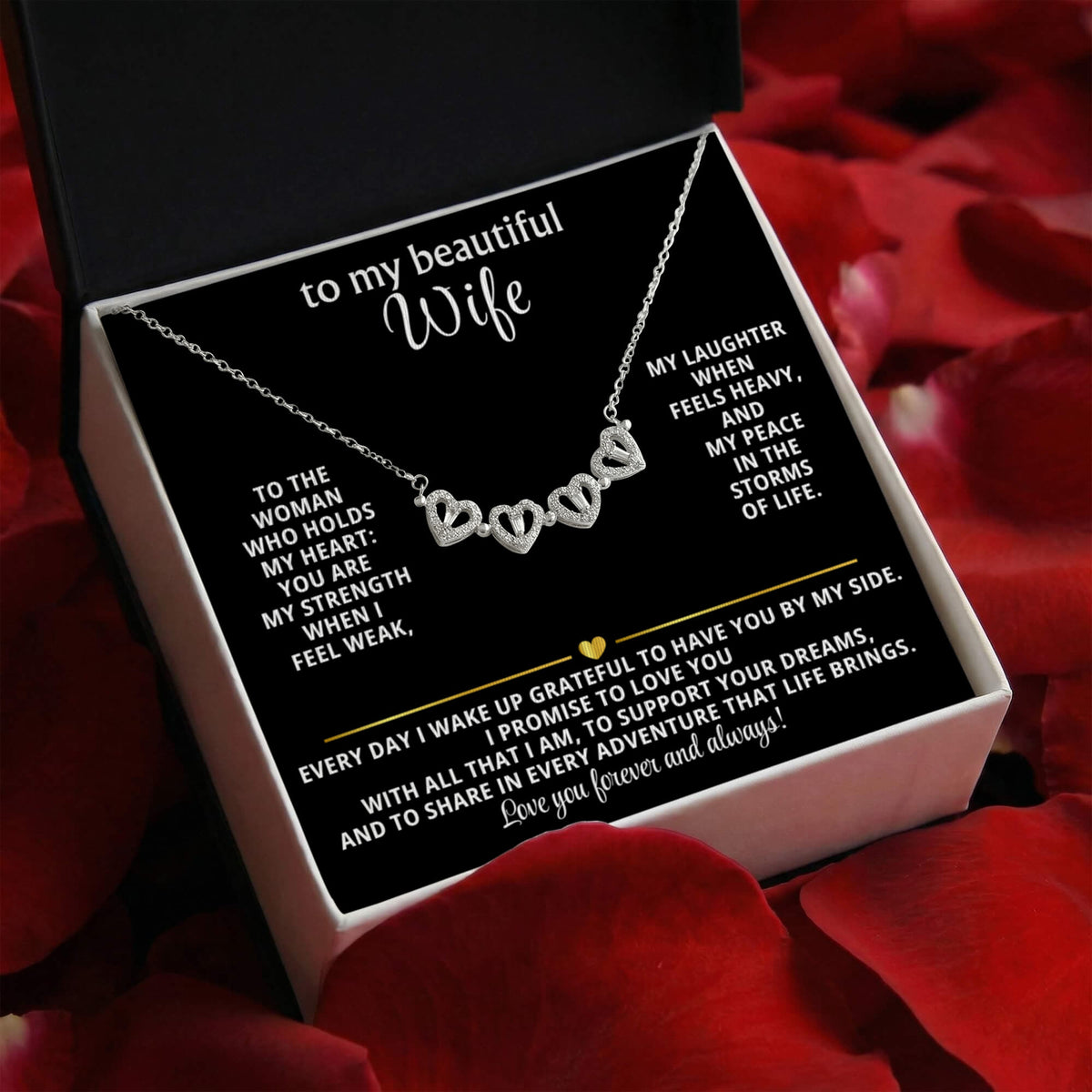 To  My Wife Magnetic Clover Convertible Hearts Necklace Gift
