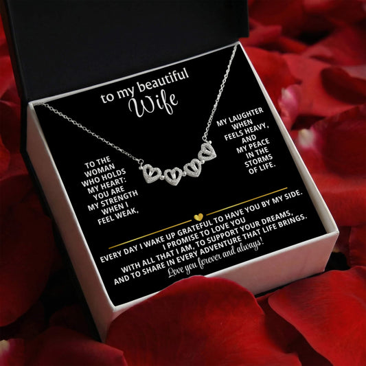 To  My Wife Magnetic Clover Convertible Hearts Necklace Gift
