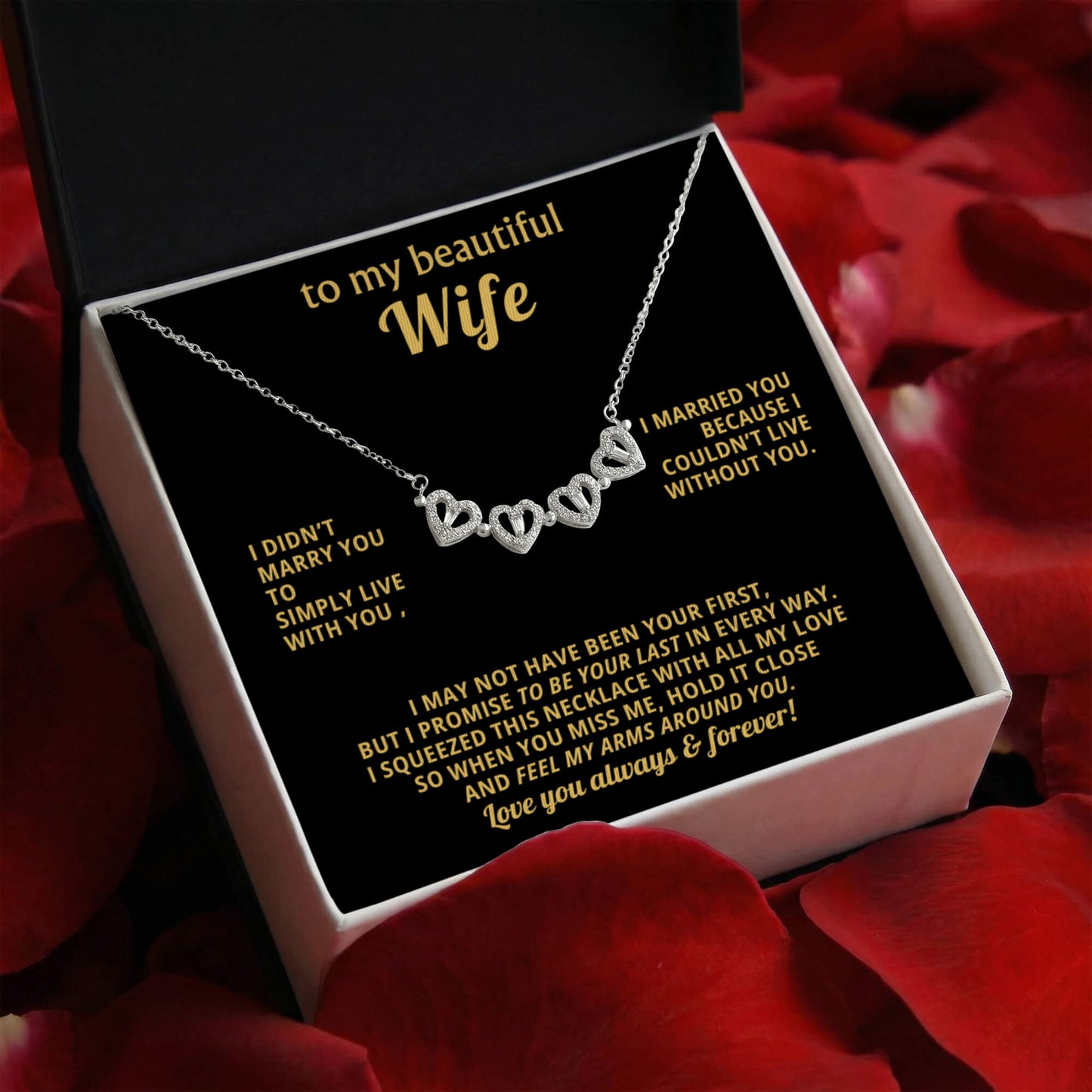 To  My Wife Magnetic Clover Convertible Hearts Necklace Gift