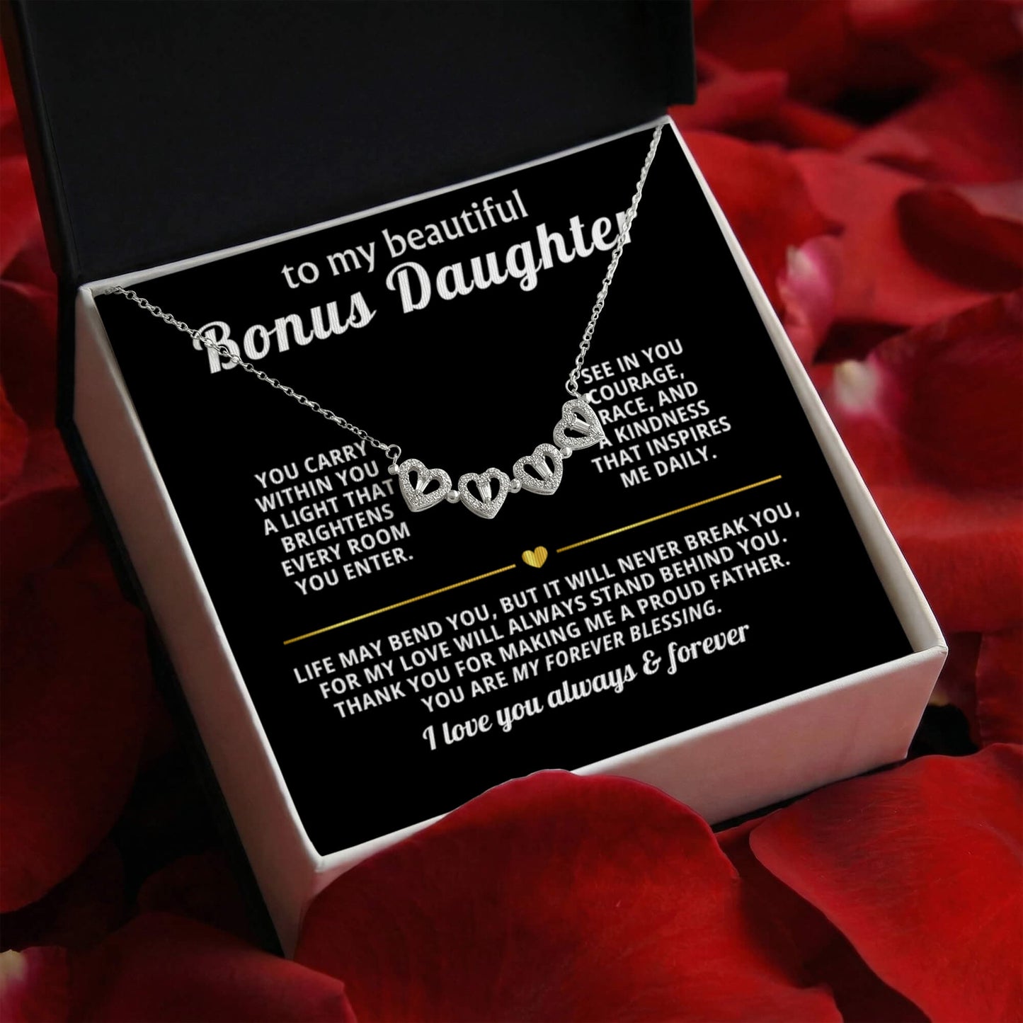 Bonus Daughter Clover Heart Convertible Necklace