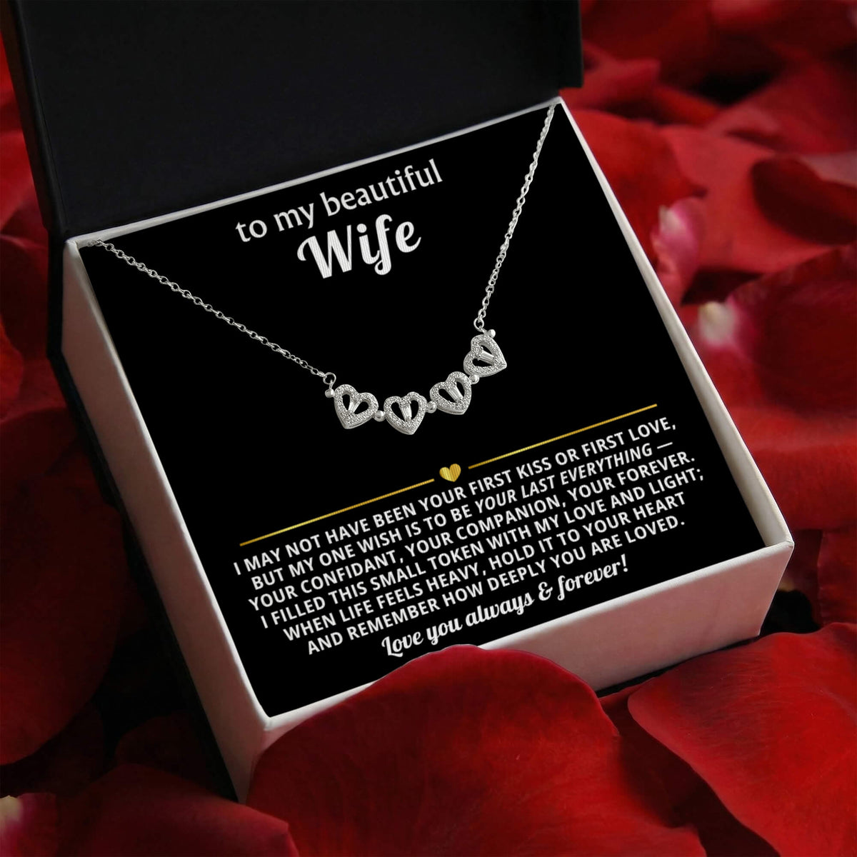 To  My Wife Magnetic Clover Convertible Hearts Necklace Gift