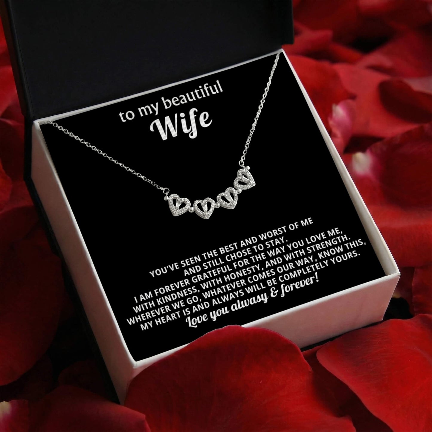 To  My Wife Magnetic Clover Convertible Hearts Necklace Gift