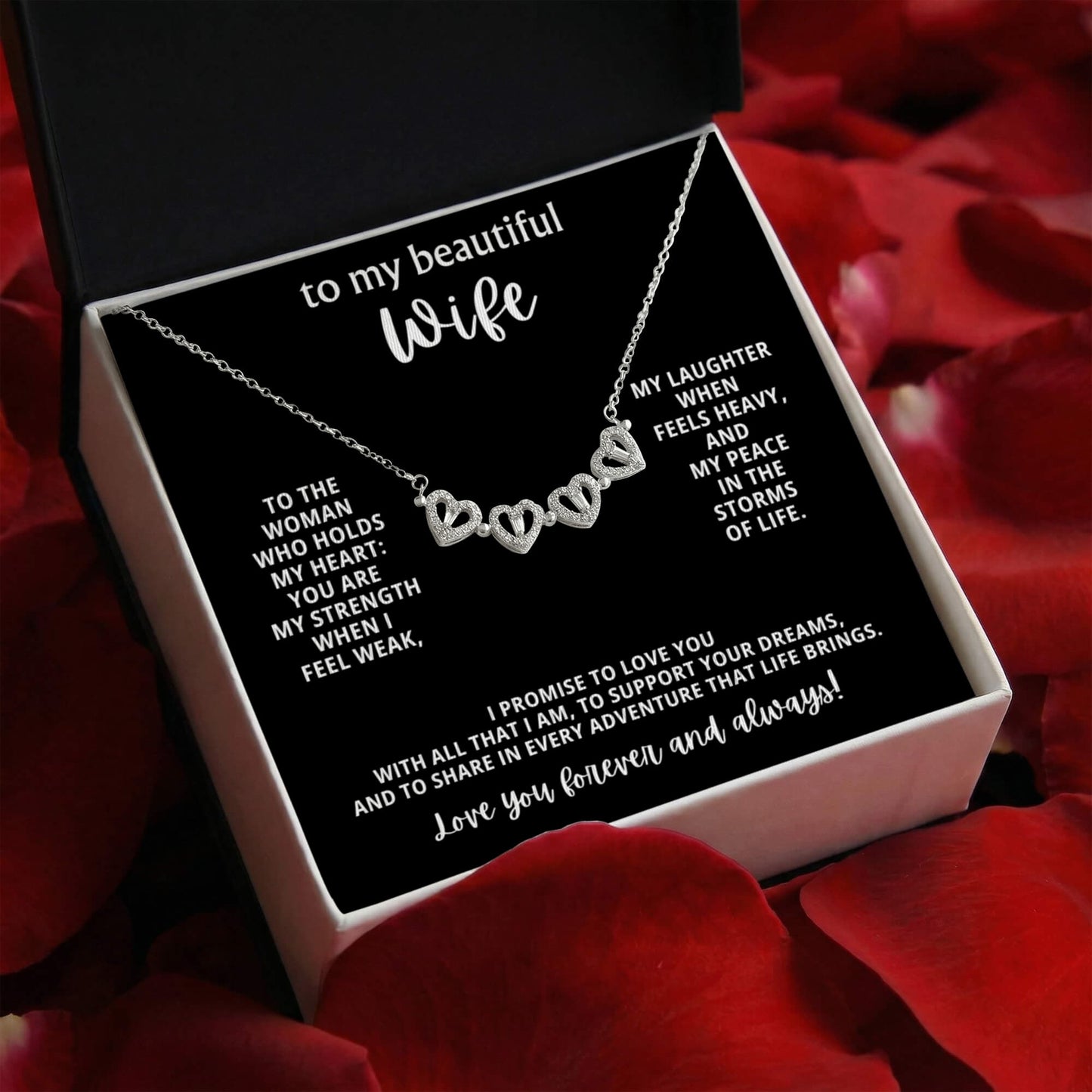 To  My Wife Magnetic Clover Convertible Hearts Necklace Gift