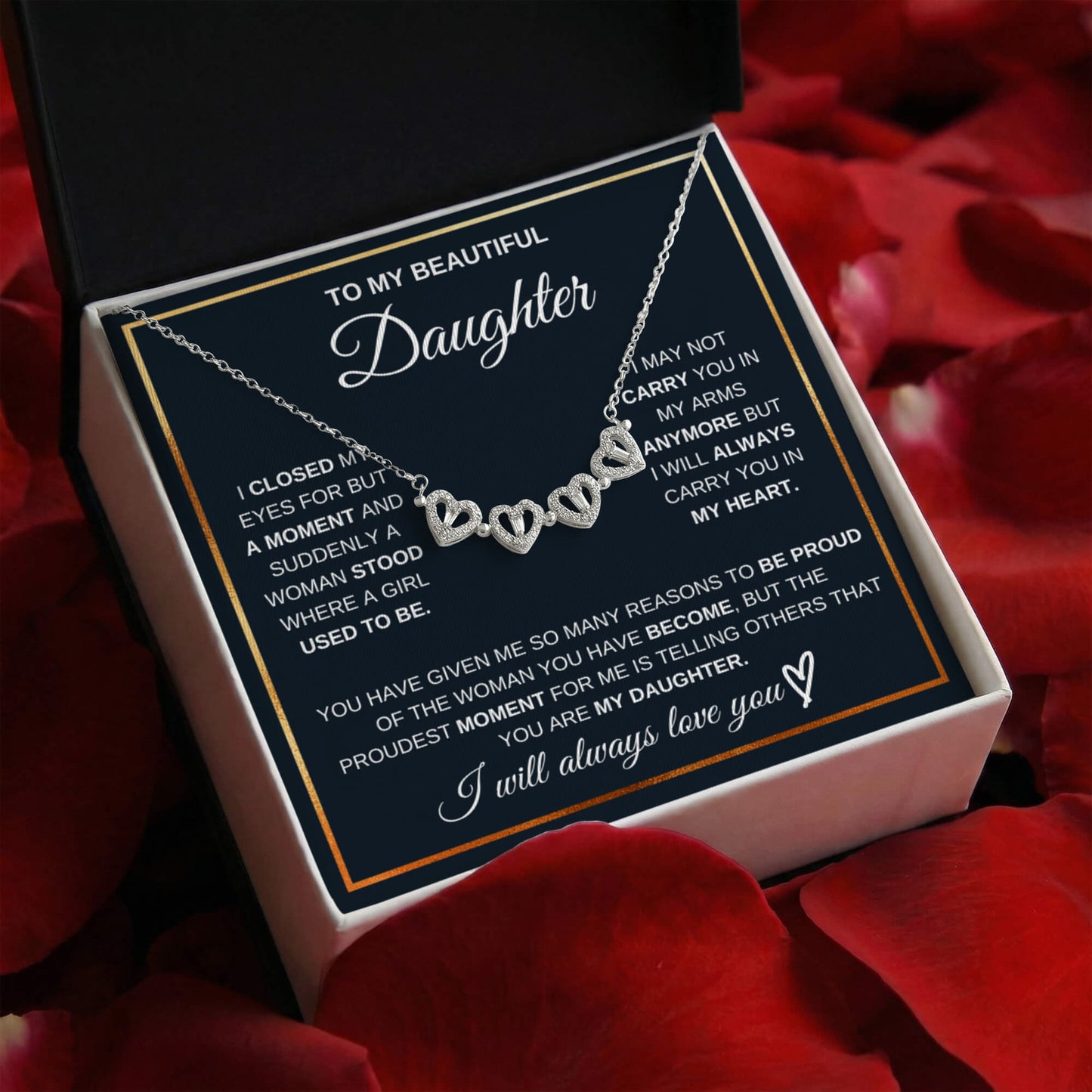 Beautiful Daughter Convertible Clover Hearts Necklace