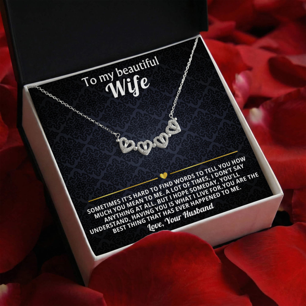 To  My Wife Magnetic Clover Convertible Hearts Necklace Gift